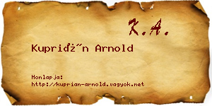 Kuprián Arnold névjegykártya